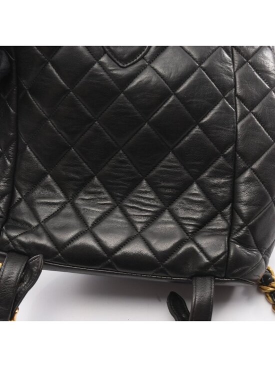 Chanel Backpack Quilted Black Lambskin Double Turnlock Chain main image 7